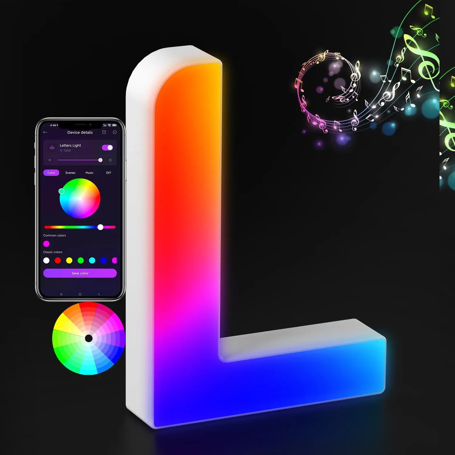Lettre Lumineuse LED RGBW avec Synchronisation Musicale et Contrôle via Application slide 23