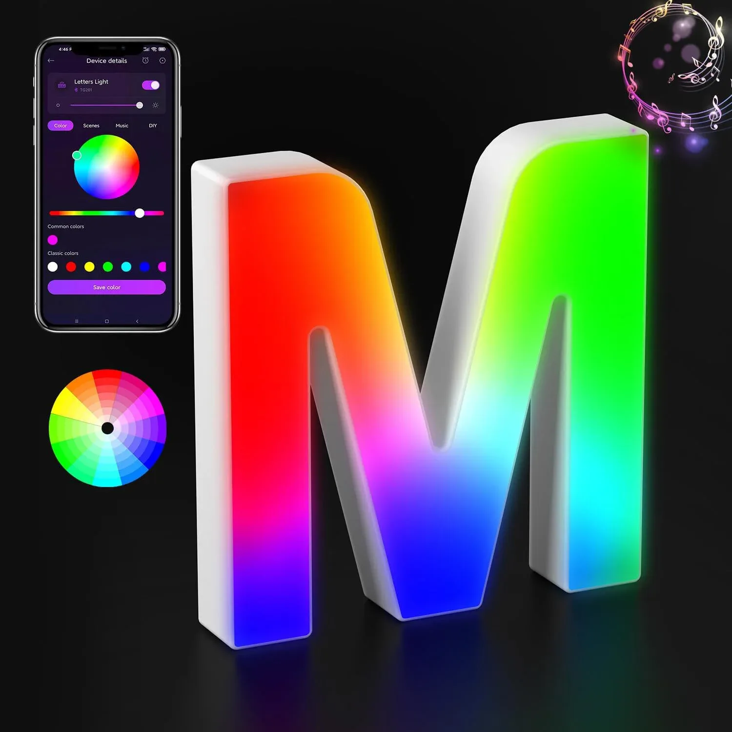 Lettre Lumineuse LED RGBW avec Synchronisation Musicale et Contrôle via Application slide 30