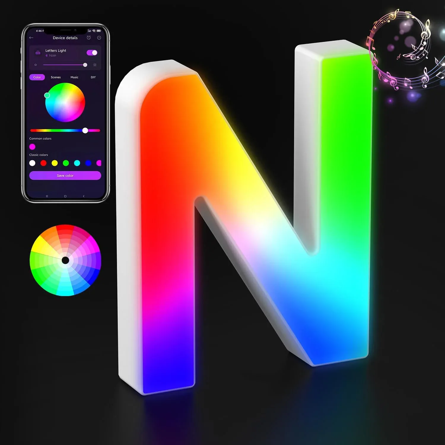 Lettre Lumineuse LED RGBW avec Synchronisation Musicale et Contrôle via Application slide 29