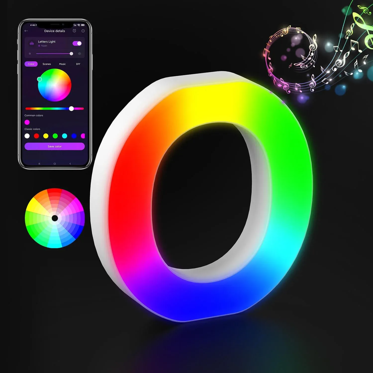 Lettre Lumineuse LED RGBW avec Synchronisation Musicale et Contrôle via Application slide 28