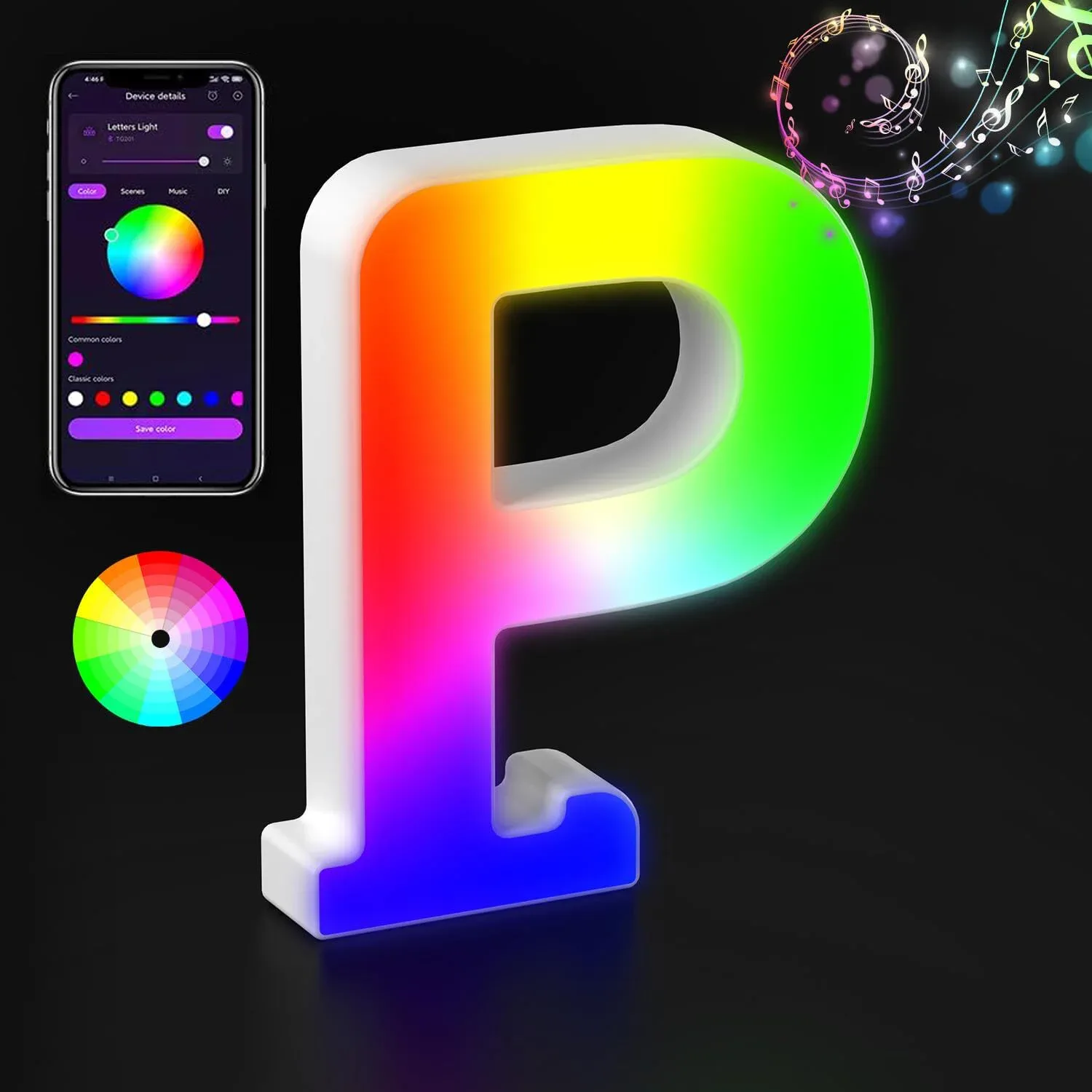 Lettre Lumineuse LED RGBW avec Synchronisation Musicale et Contrôle via Application slide 27