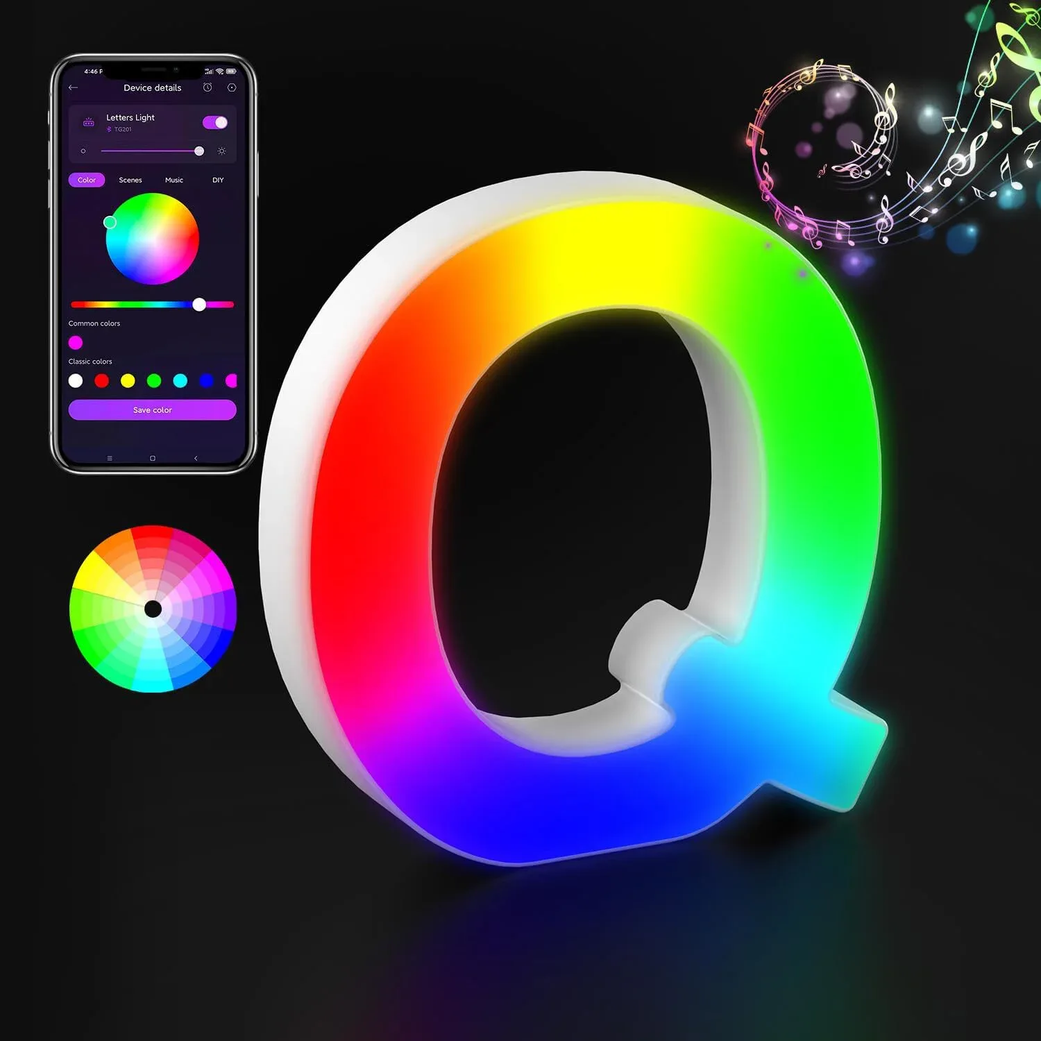 Lettre Lumineuse LED RGBW avec Synchronisation Musicale et Contrôle via Application slide 18