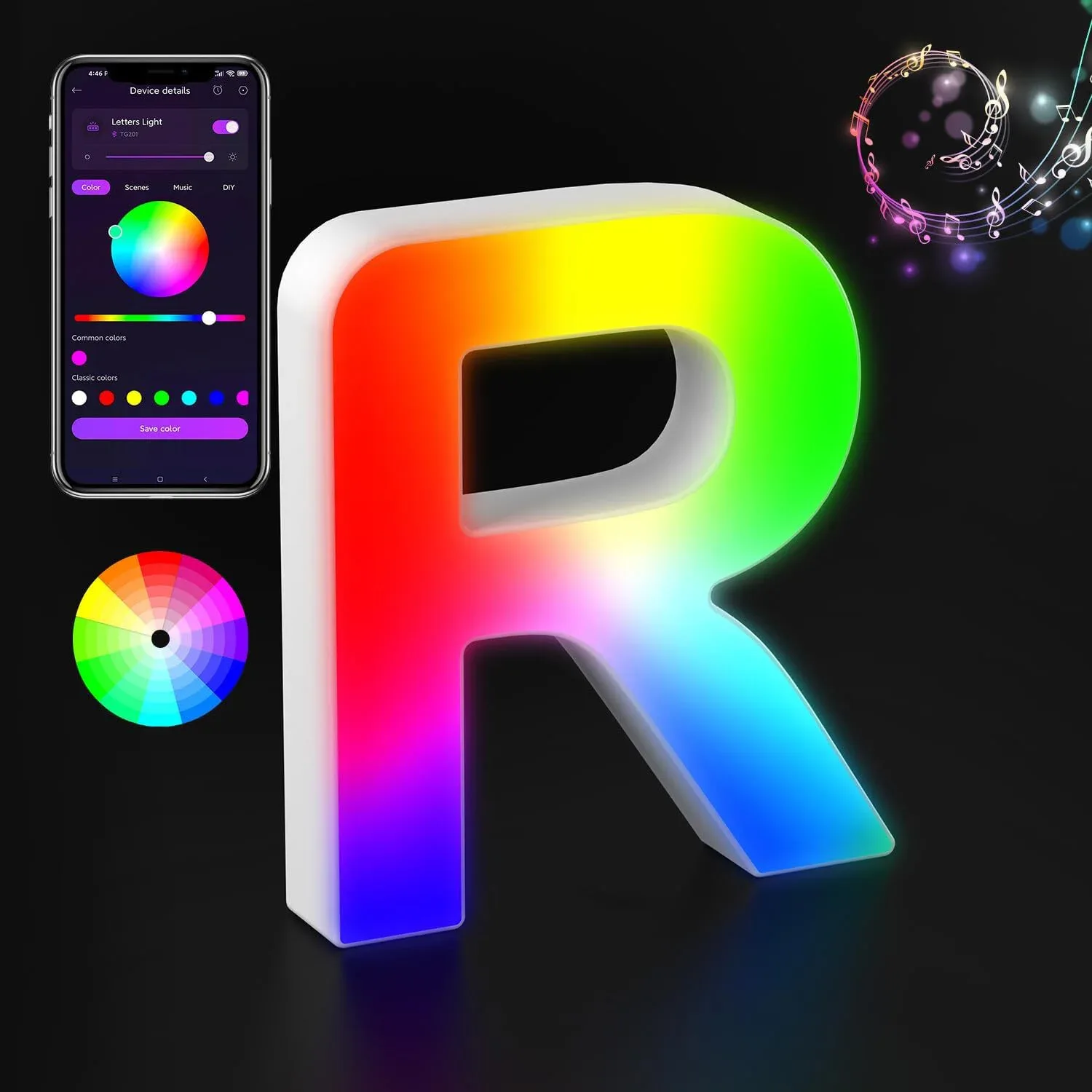 Lettre Lumineuse LED RGBW avec Synchronisation Musicale et Contrôle via Application slide 17