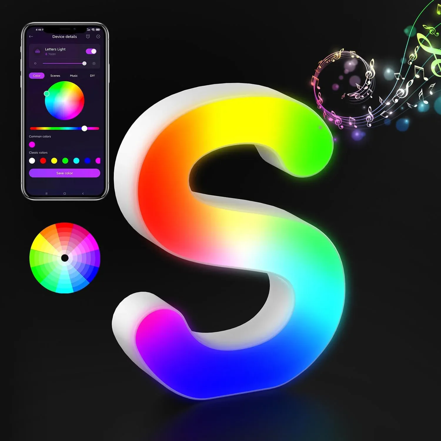 Lettre Lumineuse LED RGBW avec Synchronisation Musicale et Contrôle via Application slide 16