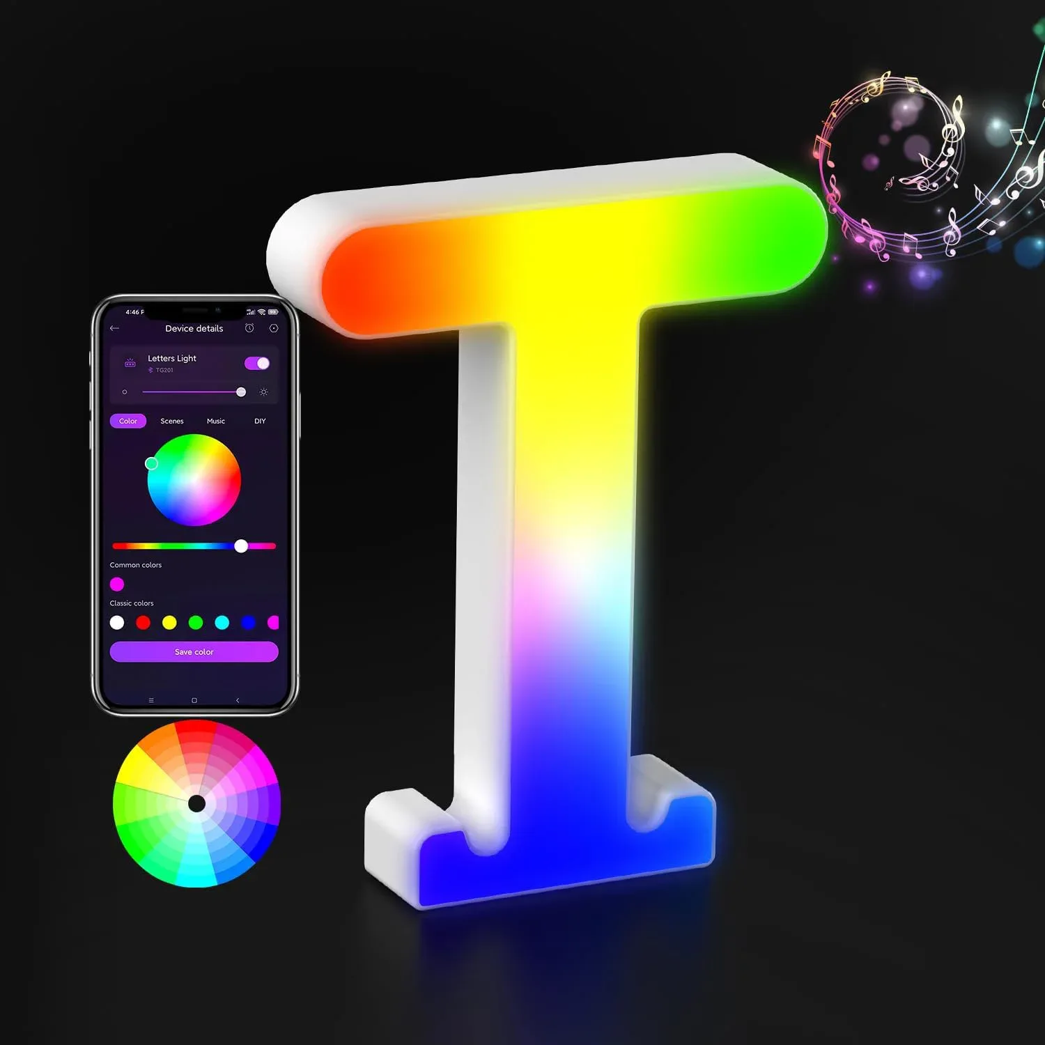 Lettre Lumineuse LED RGBW avec Synchronisation Musicale et Contrôle via Application slide 15