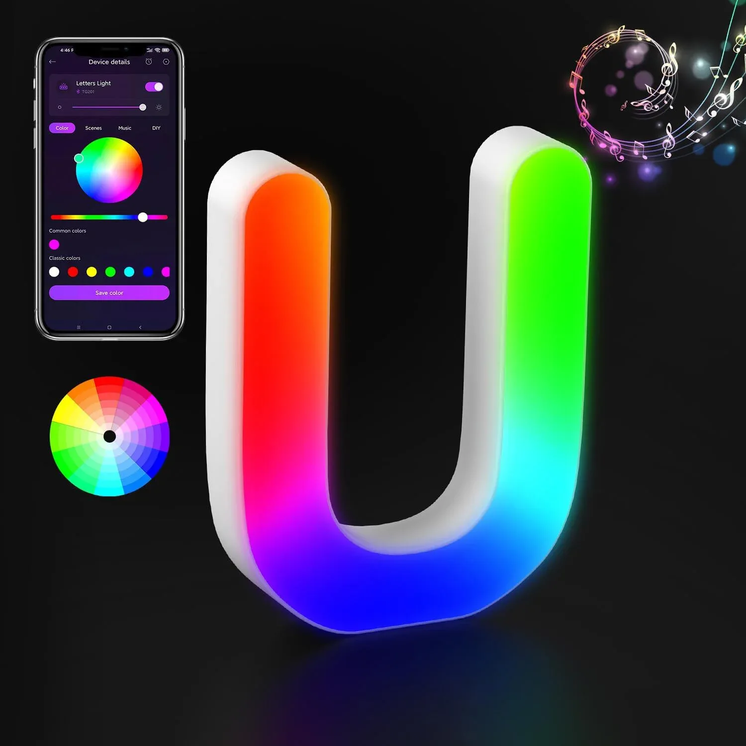 Lettre Lumineuse LED RGBW avec Synchronisation Musicale et Contrôle via Application slide 22