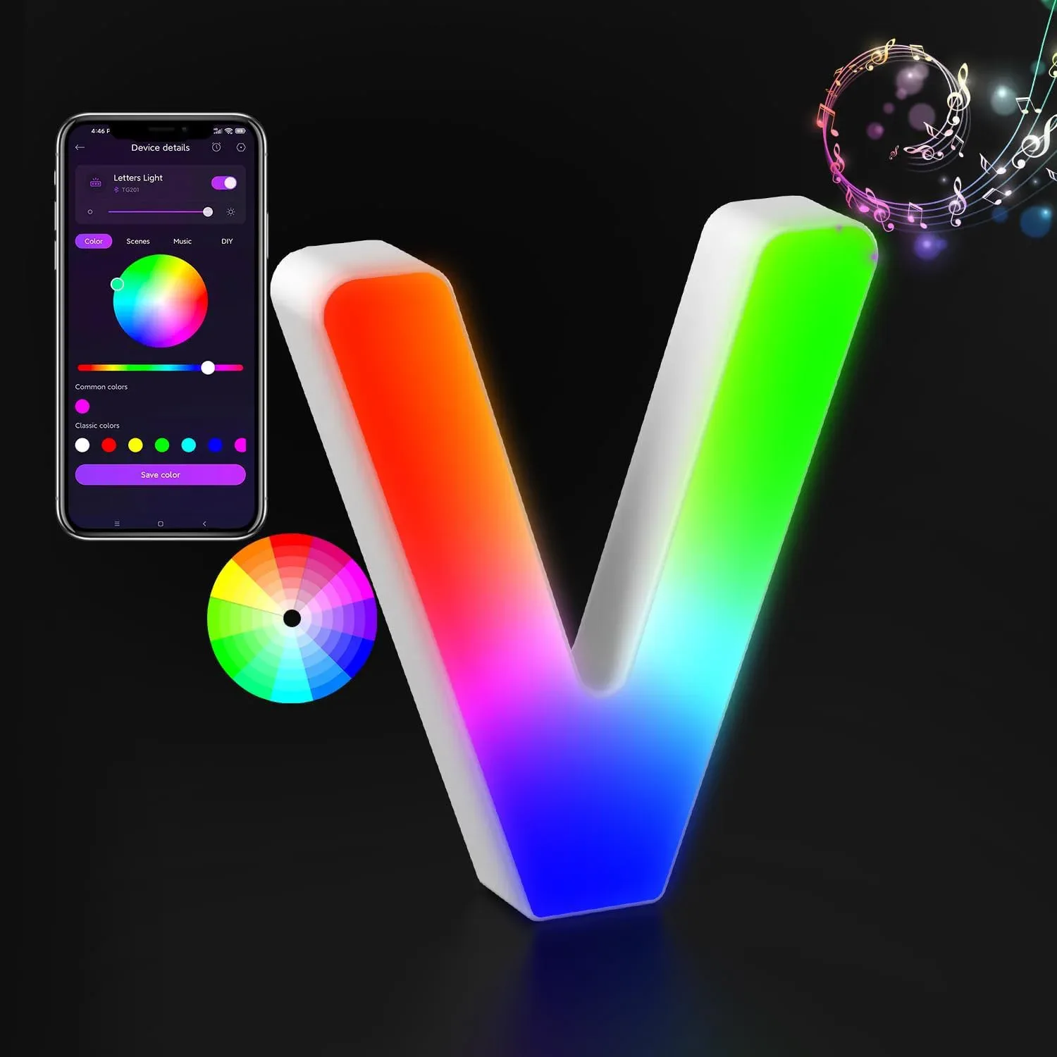 Lettre Lumineuse LED RGBW avec Synchronisation Musicale et Contrôle via Application slide 21