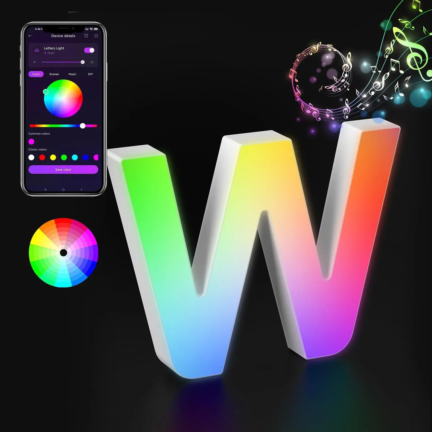 Lettre Lumineuse LED RGBW avec Synchronisation Musicale et Contrôle via Application slide 20