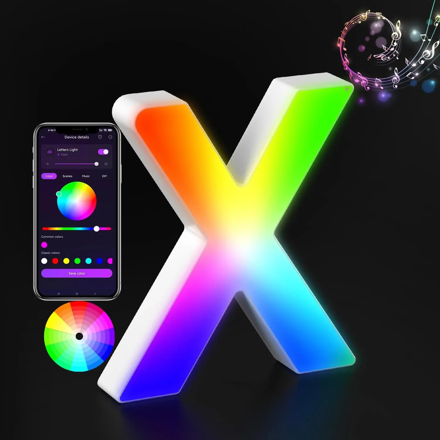 Lettre Lumineuse LED RGBW avec Synchronisation Musicale et Contrôle via Application slide 19