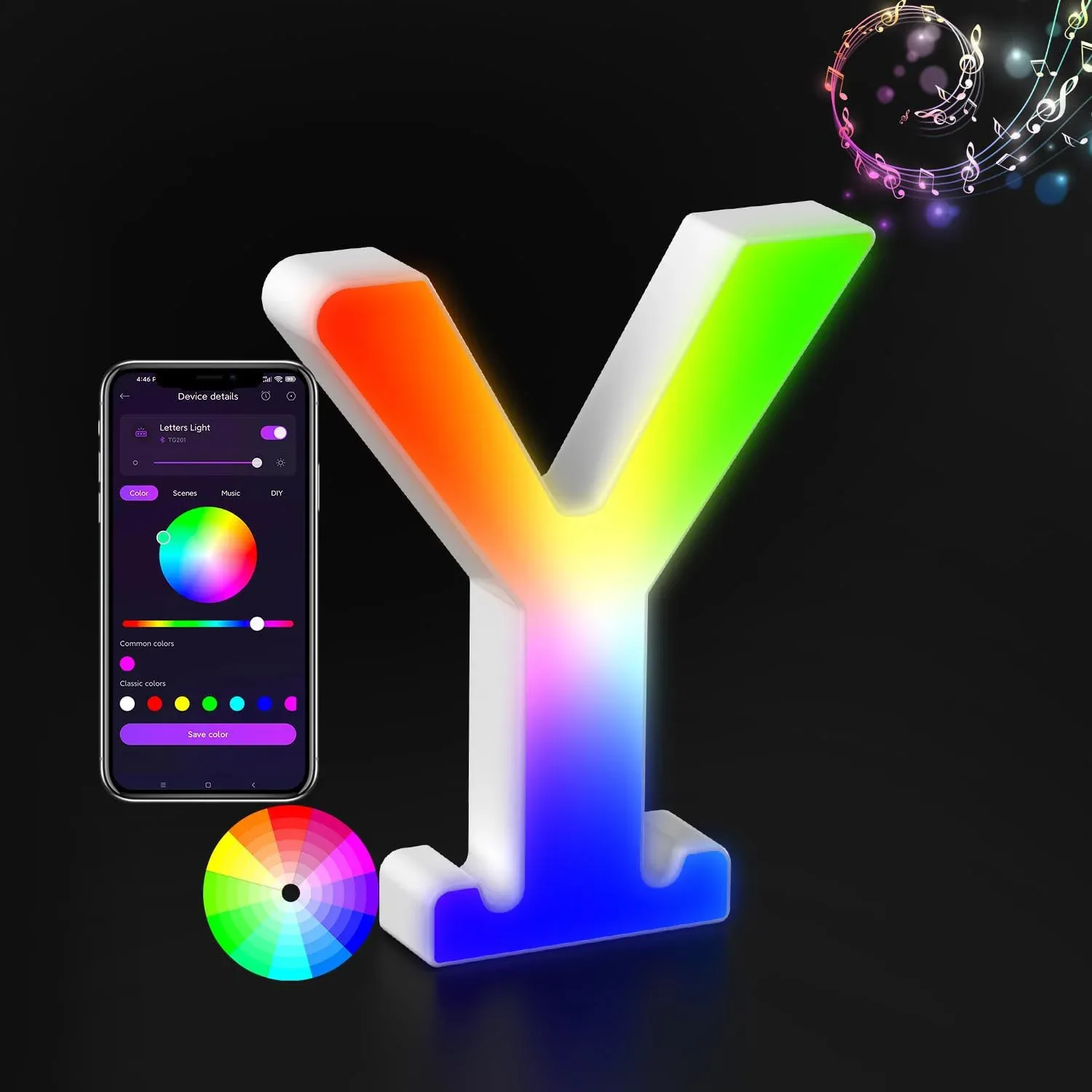 Lettre Lumineuse LED RGBW avec Synchronisation Musicale et Contrôle via Application slide 34