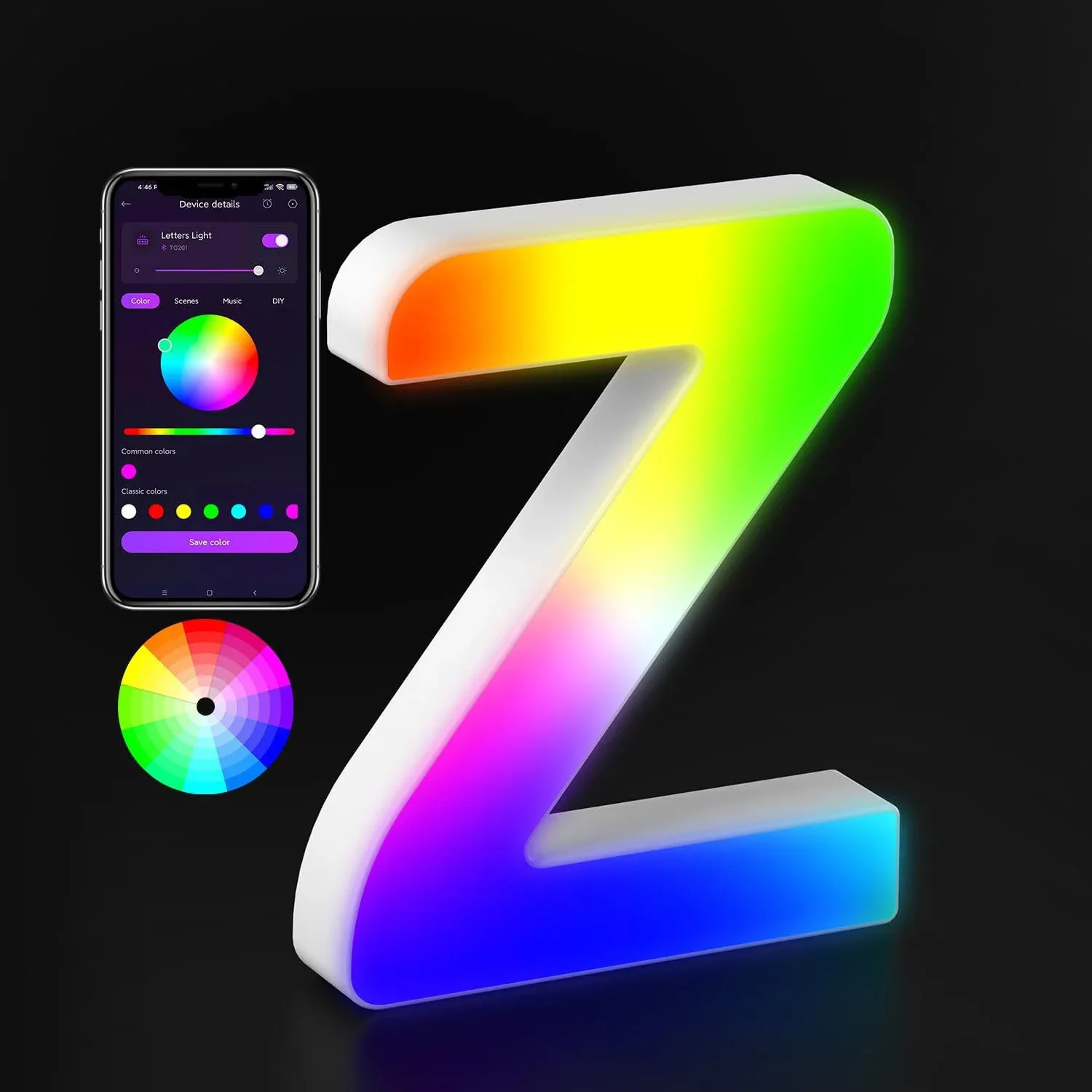Lettre Lumineuse LED RGBW avec Synchronisation Musicale et Contrôle via Application slide 33