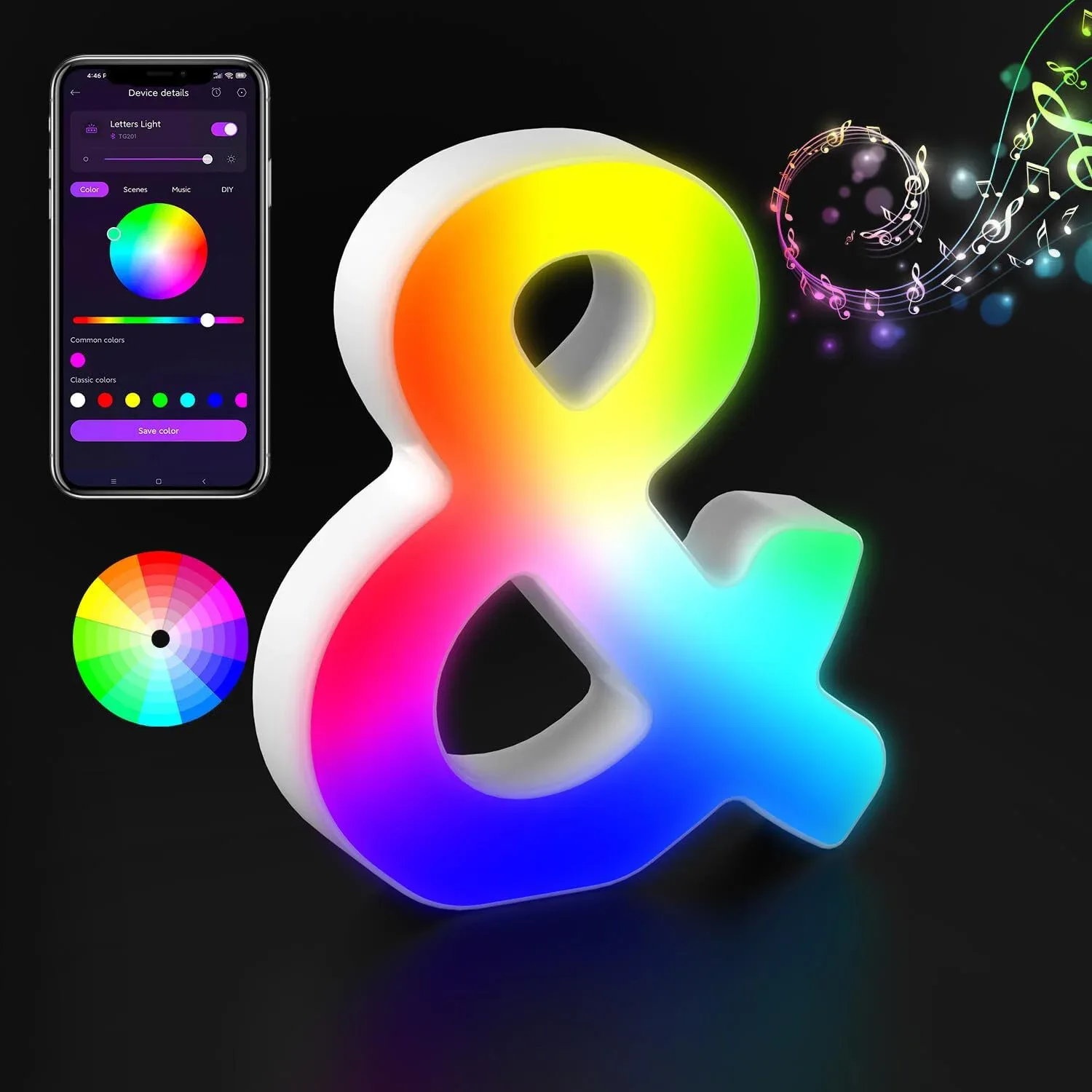 Lettre Lumineuse LED RGBW avec Synchronisation Musicale et Contrôle via Application slide 31