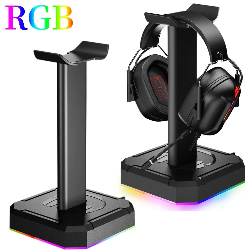 Support universel en aluminium pour casque et smartphone avec éclairage RVB - Image 1