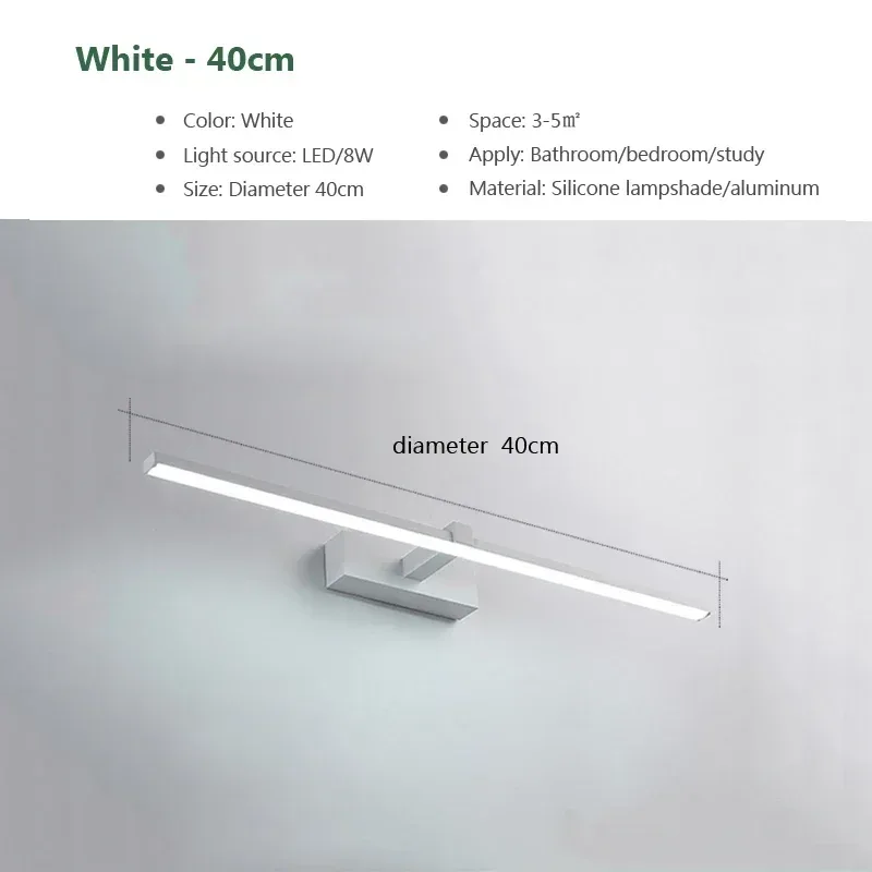 Applique murale LED moderne en aluminium pour miroir HOHardwares - 3 couleurs slide 11
