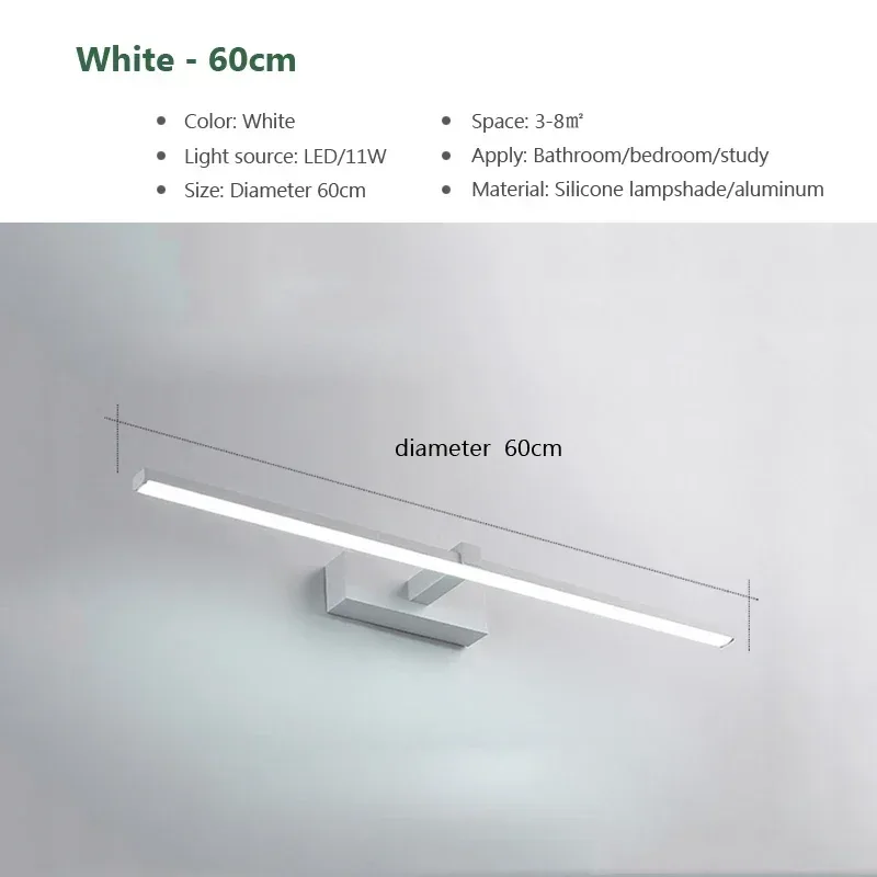 Applique murale LED moderne en aluminium pour miroir HOHardwares - 3 couleurs slide 12