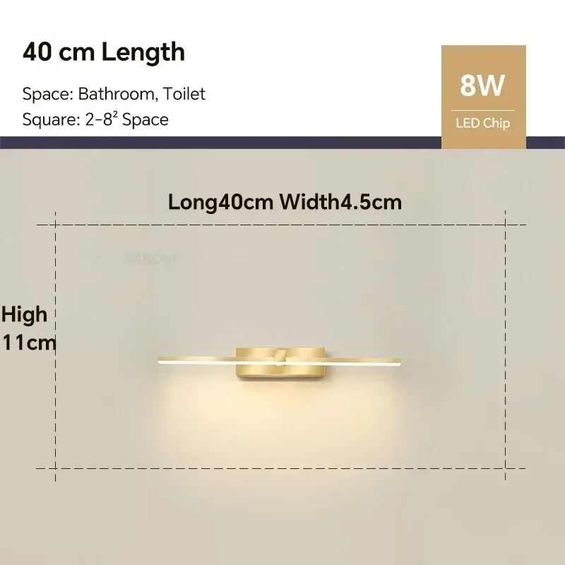 Applique murale LED moderne en aluminium pour miroir HOHardwares - 3 couleurs slide 10