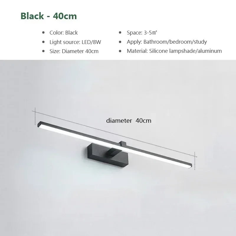 Applique murale LED moderne en aluminium pour miroir HOHardwares - 3 couleurs slide 8