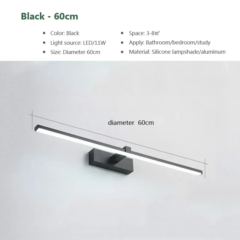 Applique murale LED moderne en aluminium pour miroir HOHardwares - 3 couleurs slide 7