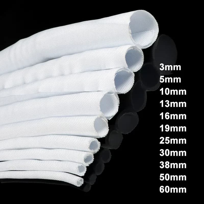 Gaine de rangement de câbles tressée auto-fermante en PET - Blanc - Image 6