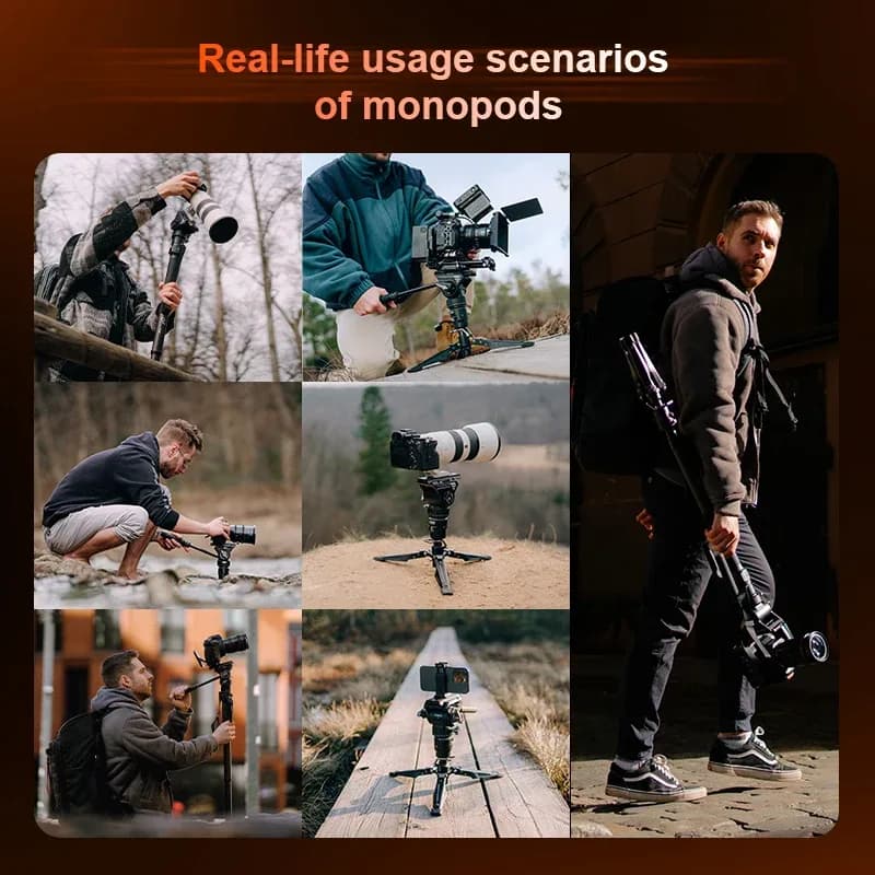 Trépied de voyage monopode COMAN M1 PRO V5 en fibre de carbone avec plateau rapide slide 6