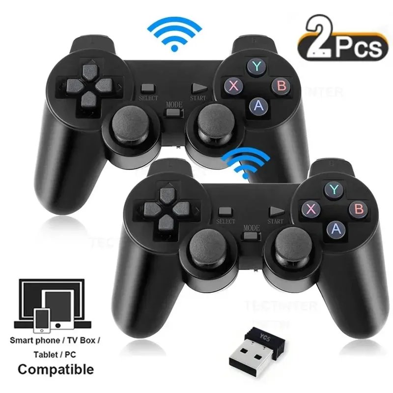 Lot de 2 manettes de jeu sans fil 2,4 GHz pour PC, Android TV et Game Box