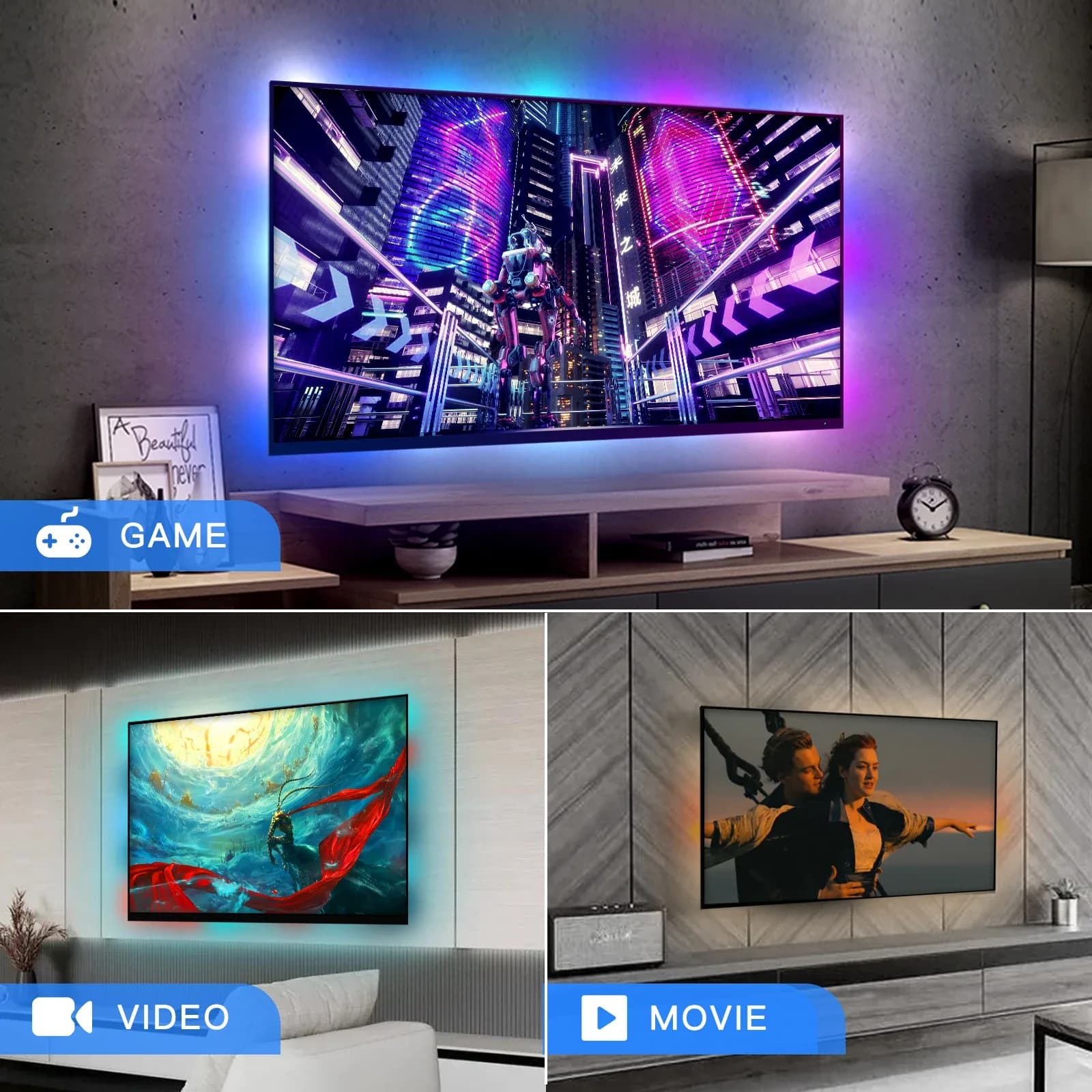 MOES Kit de Rétroéclairage TV Intelligent avec Boîtier de Synchronisation HDMI 2.0 et Ruban LED slide 2