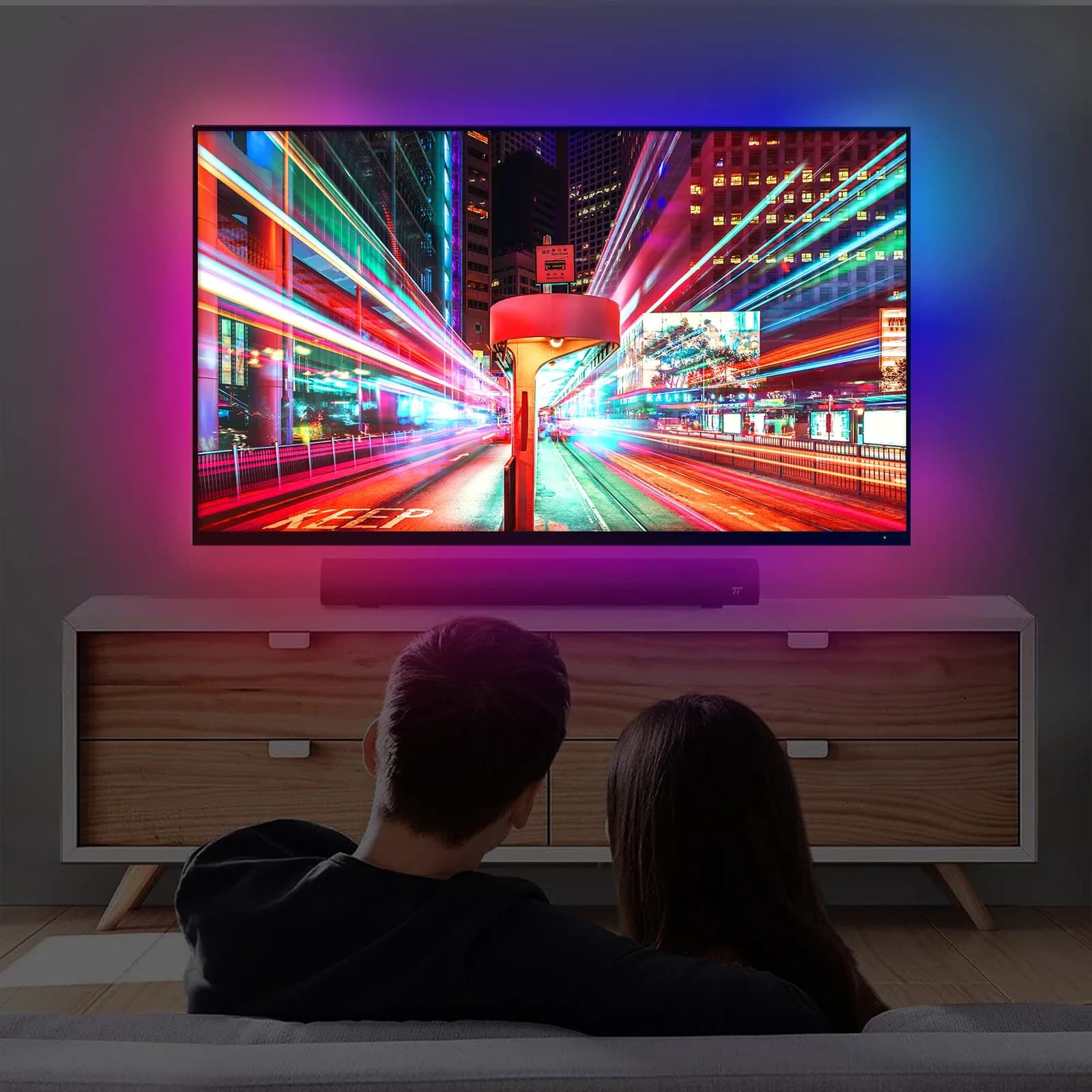 MOES Kit de Rétroéclairage TV Intelligent avec Boîtier de Synchronisation HDMI 2.0 et Ruban LED slide 4
