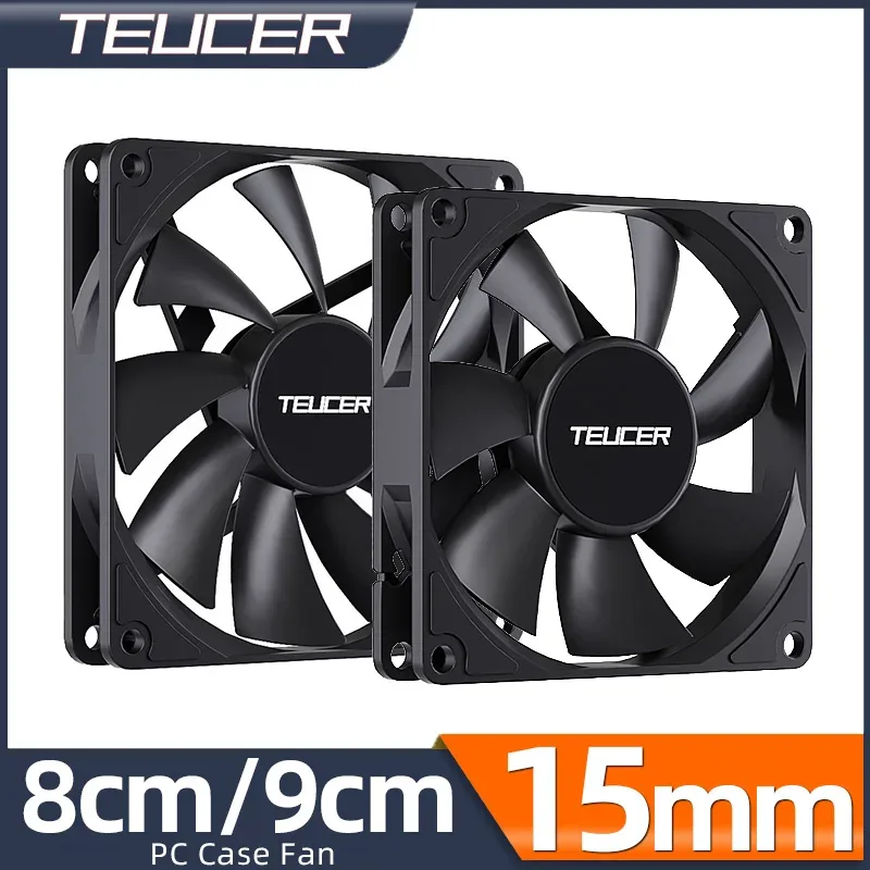 Ventilateur de boîtier PC Teucer 8/9 cm - PWM 4 broches, Slim 15 mm, Roulement hydraulique - Image 1