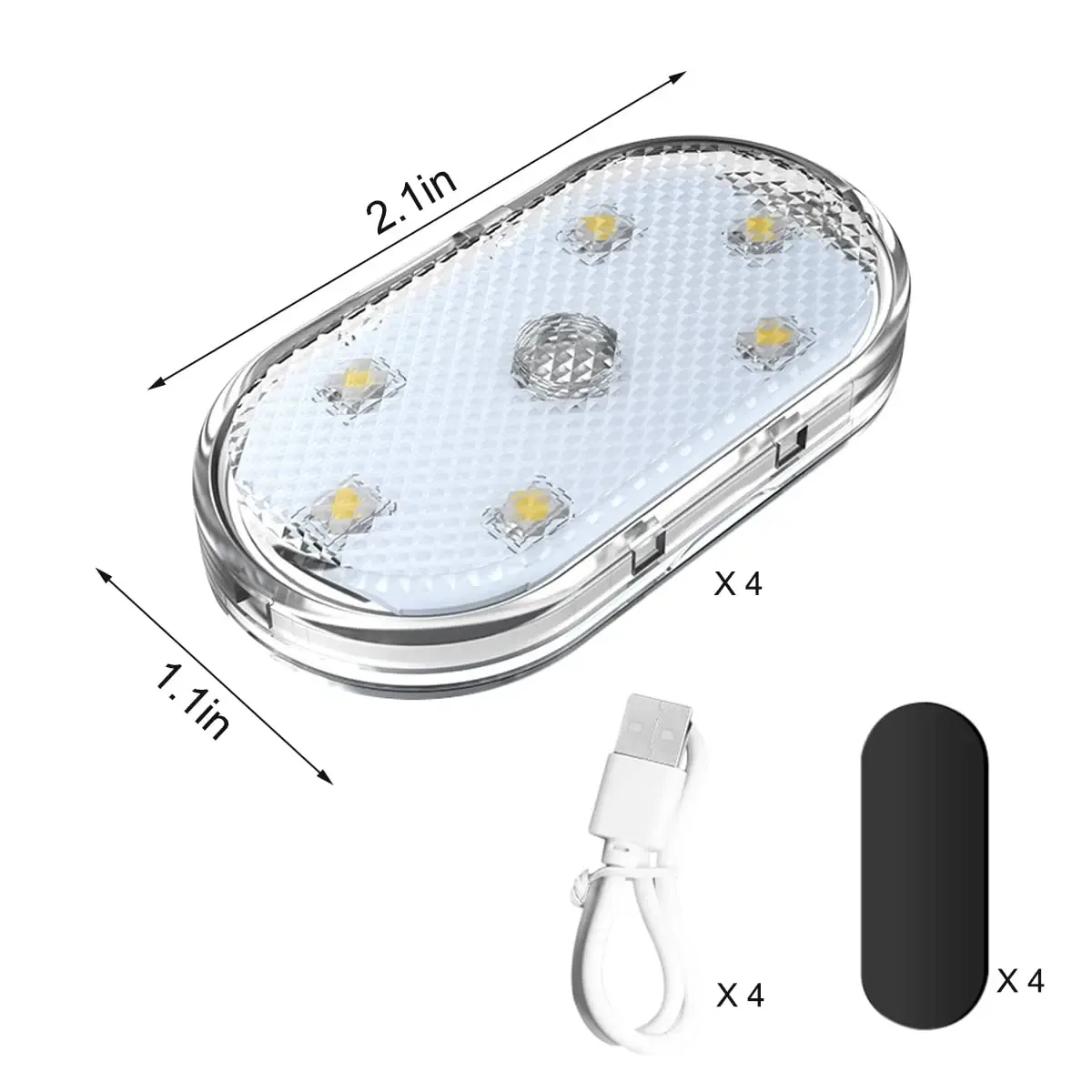 Lot de 4 lampes LED d'intérieur sans fil pour voiture, rechargeables USB - 7 couleurs - Image 6