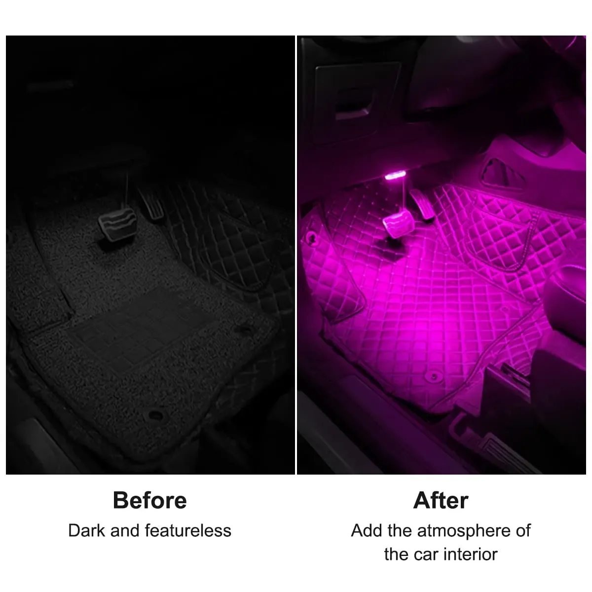 Lot de 4 lampes LED d'intérieur sans fil pour voiture, rechargeables USB - 7 couleurs - Image 2