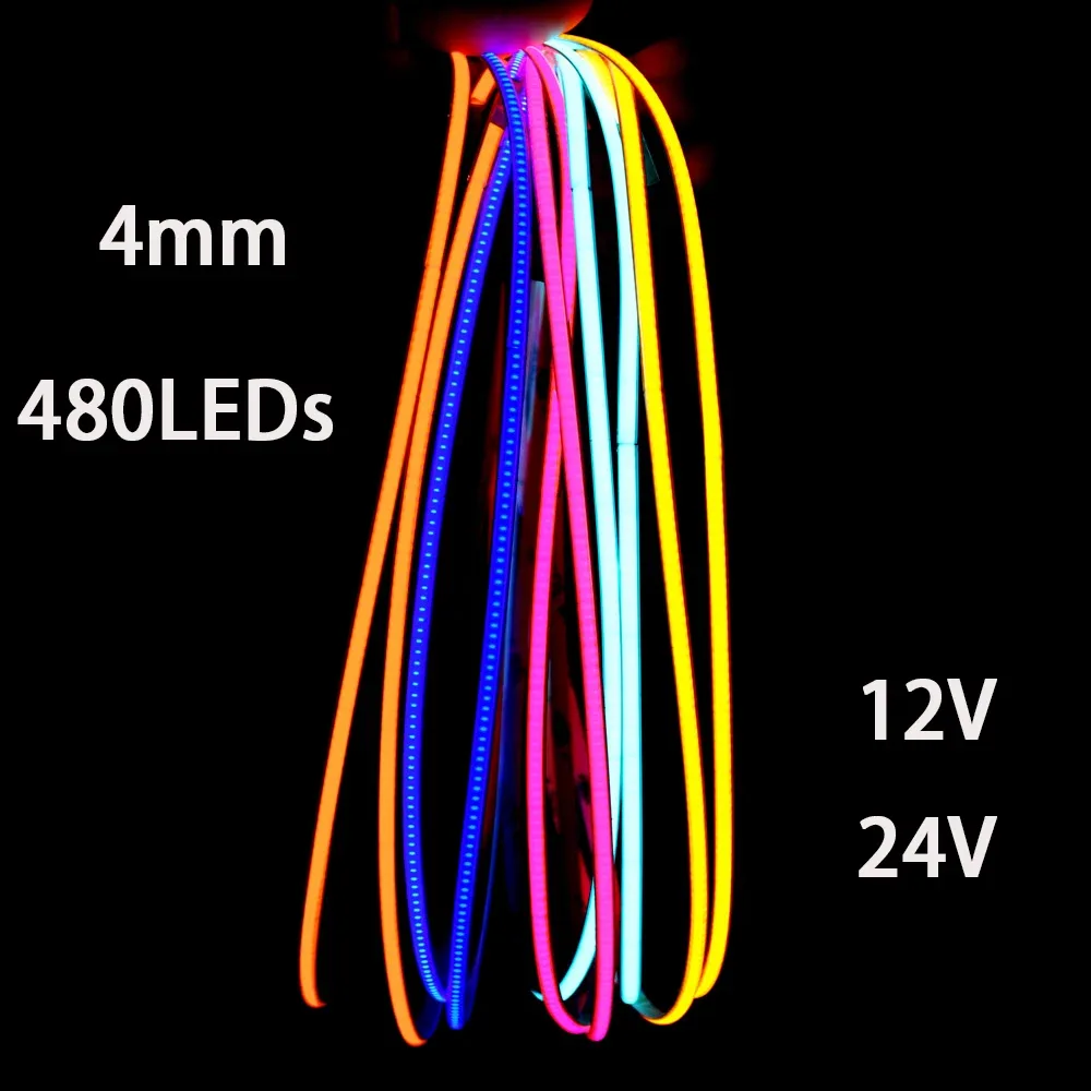 Ruban LED COB 4mm Flexible - 12V/24V - 480 LED/m - Éclairage Linéaire Haute Densité - Image 1