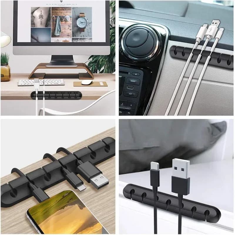 Organisateur de câbles en silicone avec clips de gestion auto-adhésifs - Image 6