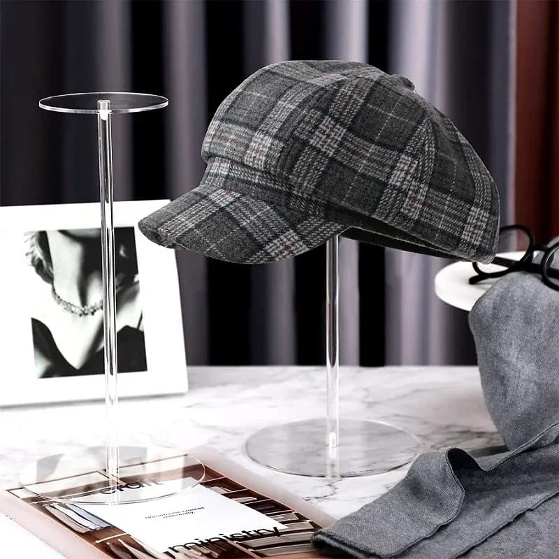Présentoir à chapeaux et perruques en acrylique transparent avec socle rond slide 2