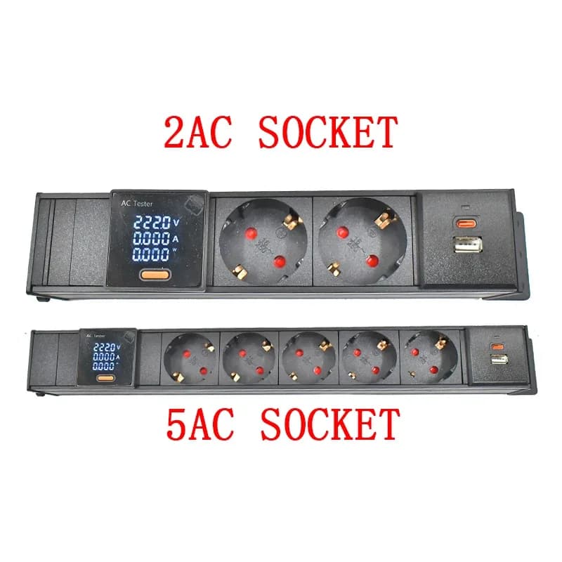 Multiprise PDU C14 pour rack réseau avec prises EU, voltmètre et port USB-C 15W - Image 2