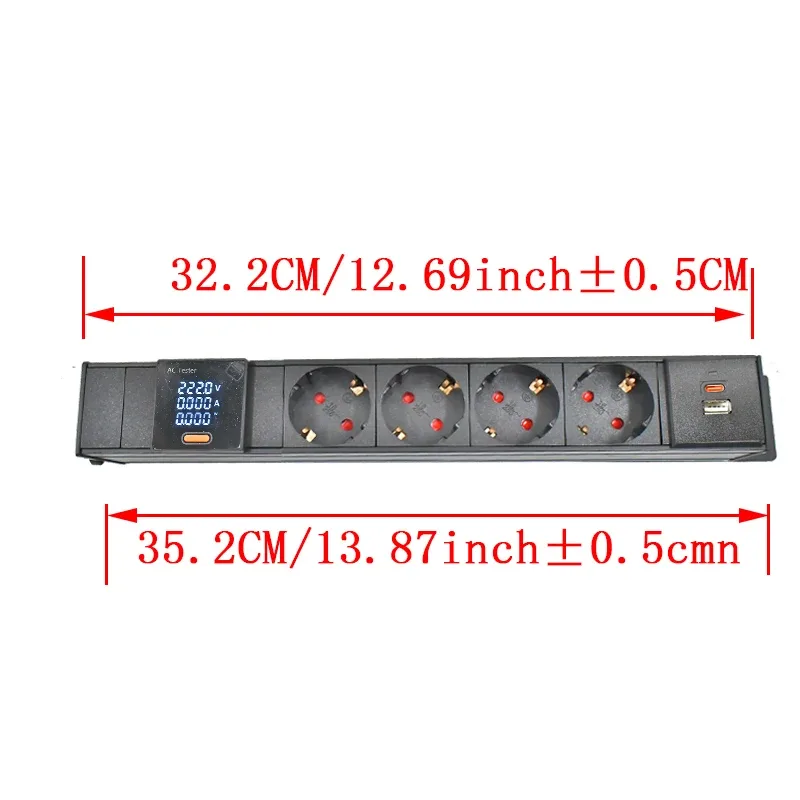 Multiprise PDU C14 pour rack réseau avec prises EU, voltmètre et port USB-C 15W slide 11
