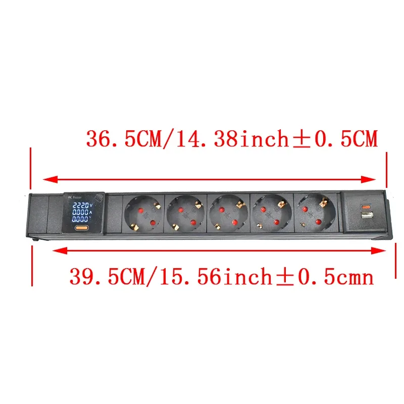 Multiprise PDU C14 pour rack réseau avec prises EU, voltmètre et port USB-C 15W slide 10