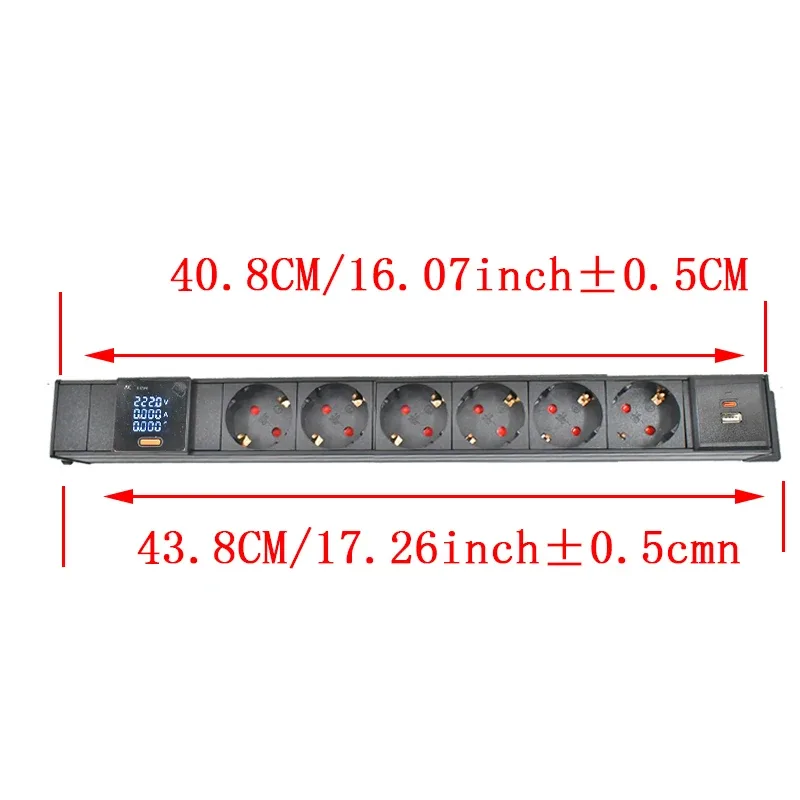 Multiprise PDU C14 pour rack réseau avec prises EU, voltmètre et port USB-C 15W slide 9