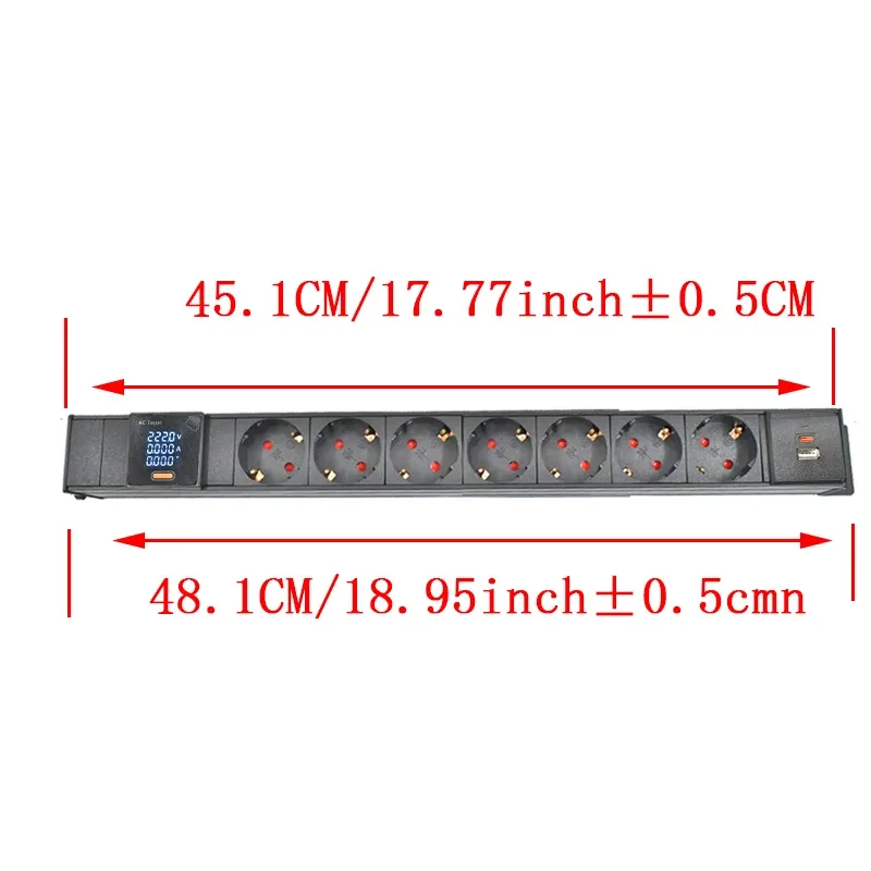 Multiprise PDU C14 pour rack réseau avec prises EU, voltmètre et port USB-C 15W slide 7