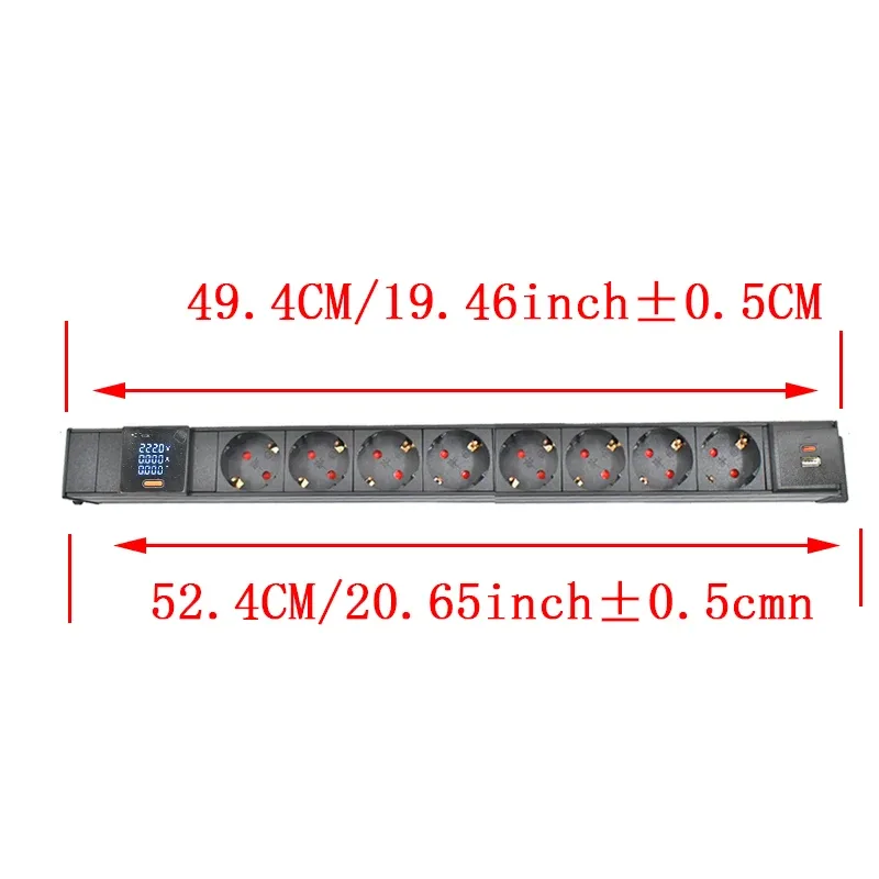 Multiprise PDU C14 pour rack réseau avec prises EU, voltmètre et port USB-C 15W slide 6