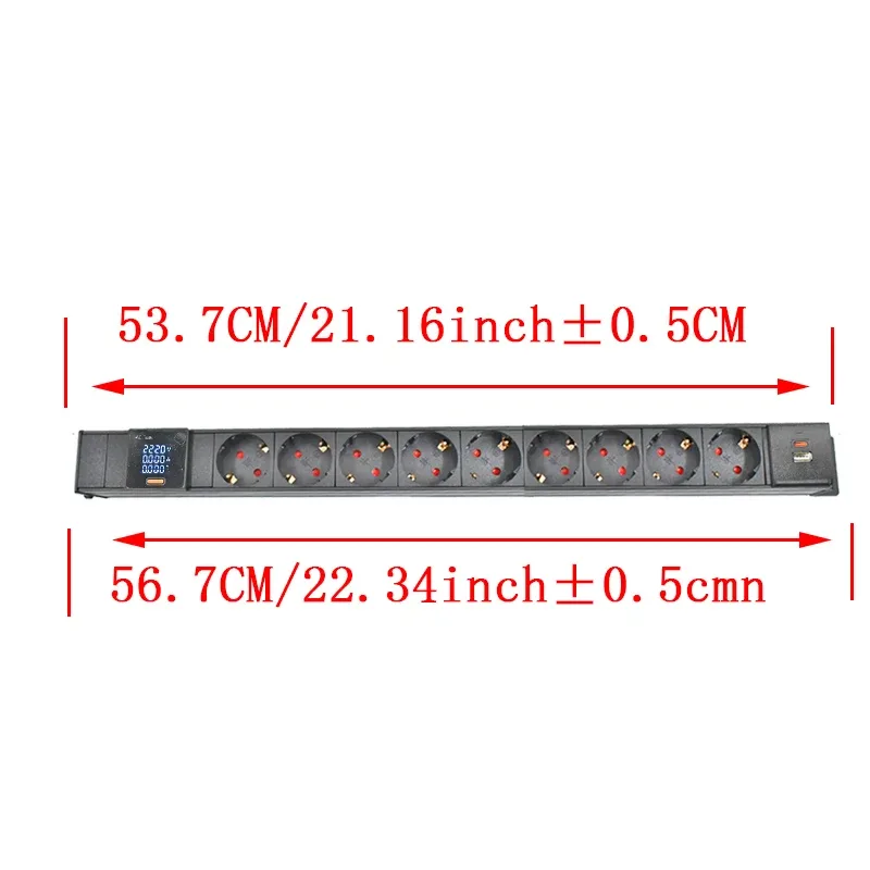 Multiprise PDU C14 pour rack réseau avec prises EU, voltmètre et port USB-C 15W slide 8