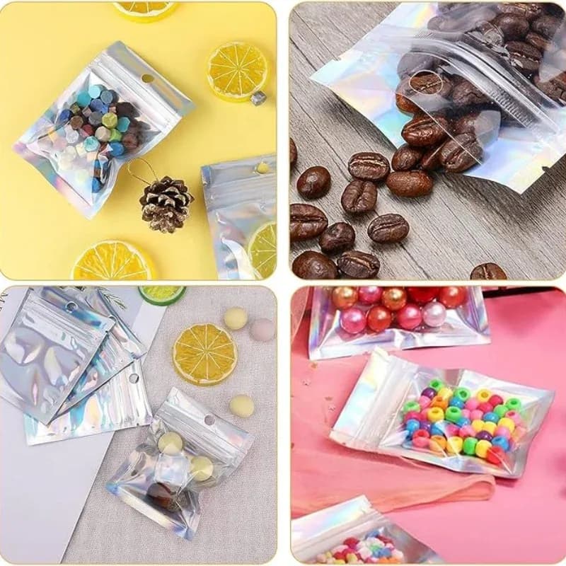 Pochettes d'emballage holographiques à fermeture zip pour bijoux et accessoires slide 6