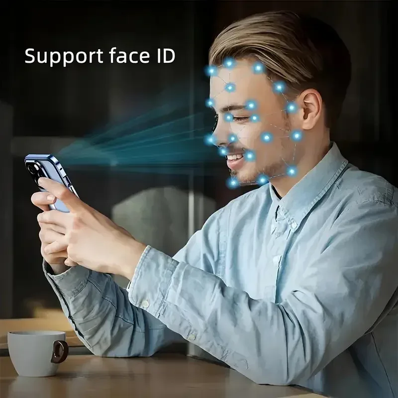 Coque magnétique anti-espion en métal et verre trempé pour iPhone, avec protection d'objectif et support intégré - Image 6