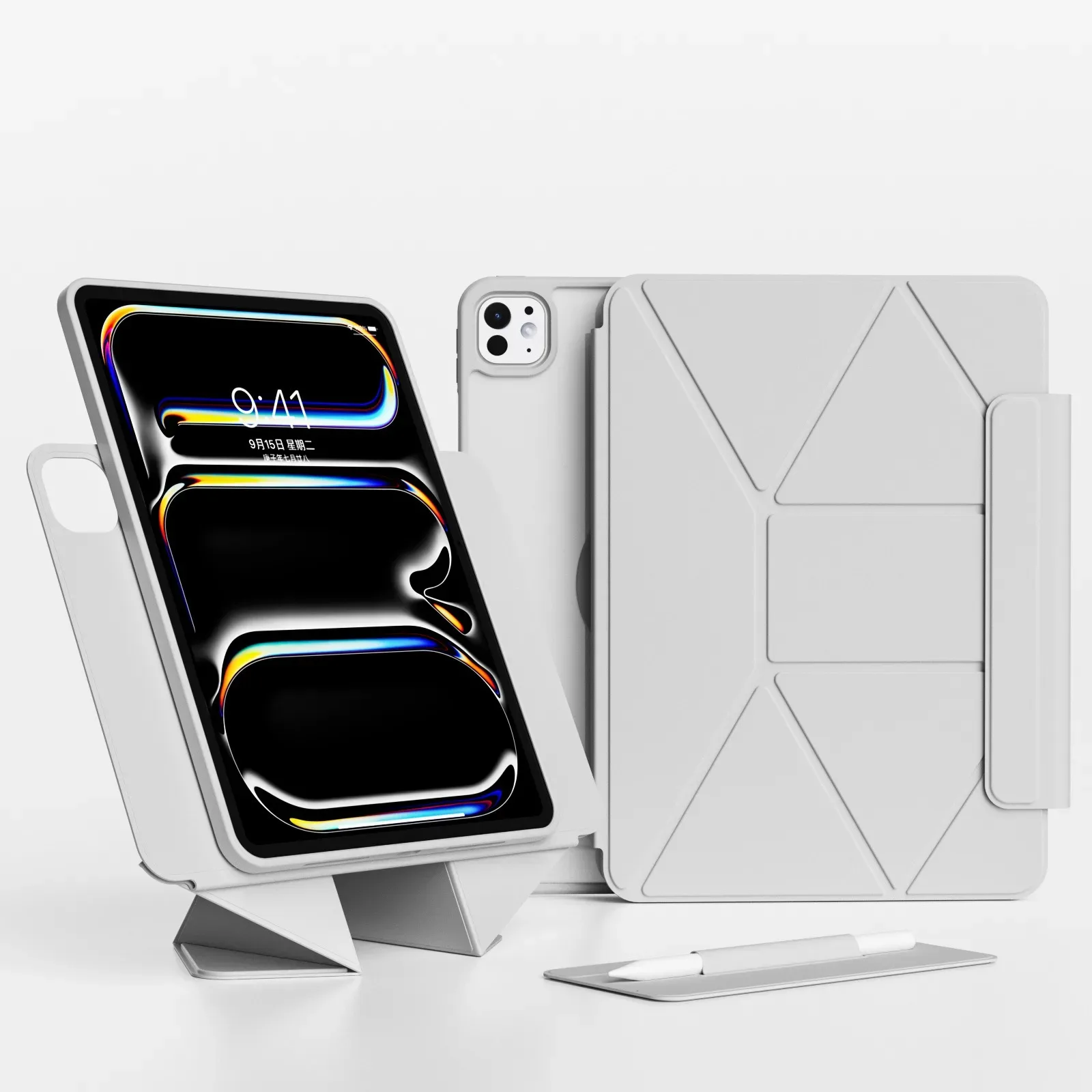 Étui magnétique ZOYU avec support réglable en hauteur et dos transparent pour iPad - Image 5