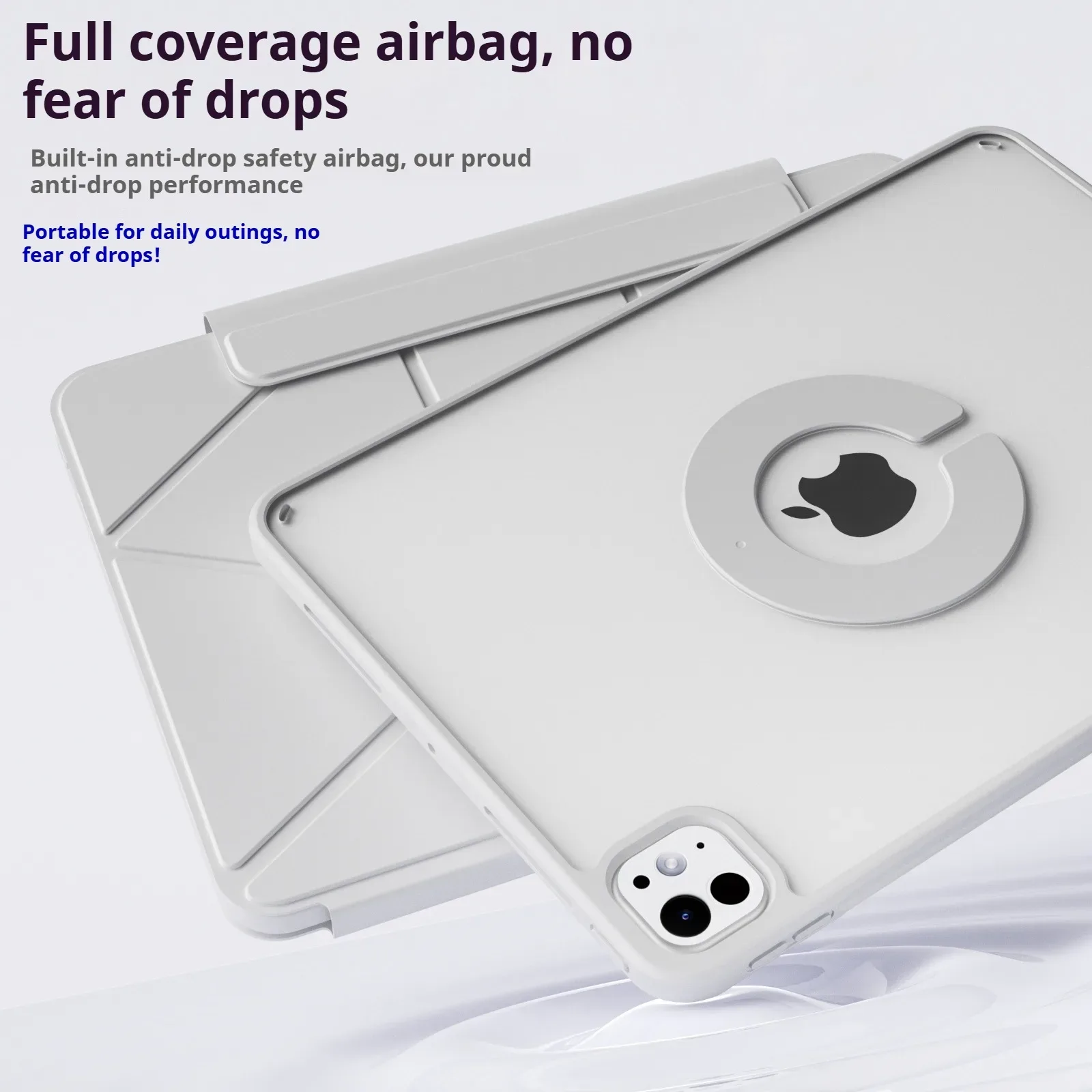 Étui magnétique ZOYU avec support réglable en hauteur et dos transparent pour iPad - Image 4