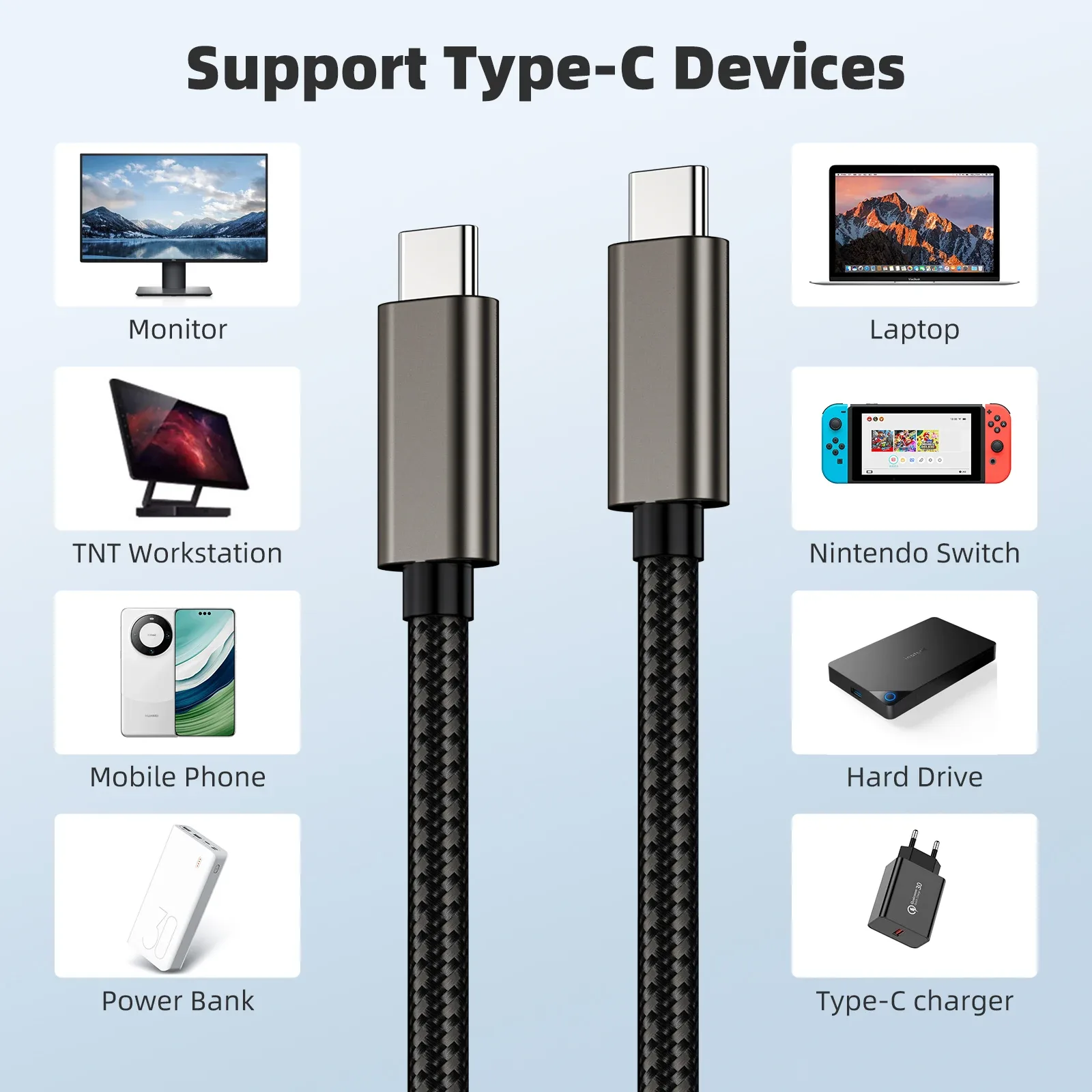 Câble USB-C vers USB-C (USB 3.2 Gen 2) - 100W Power Delivery - Vidéo 4K - Compatible Thunderbolt 3 - Image 6