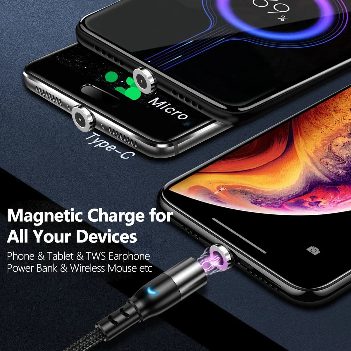 Lot de 6 embouts magnétiques de rechange (Micro USB, USB-C, Lightning) slide 2