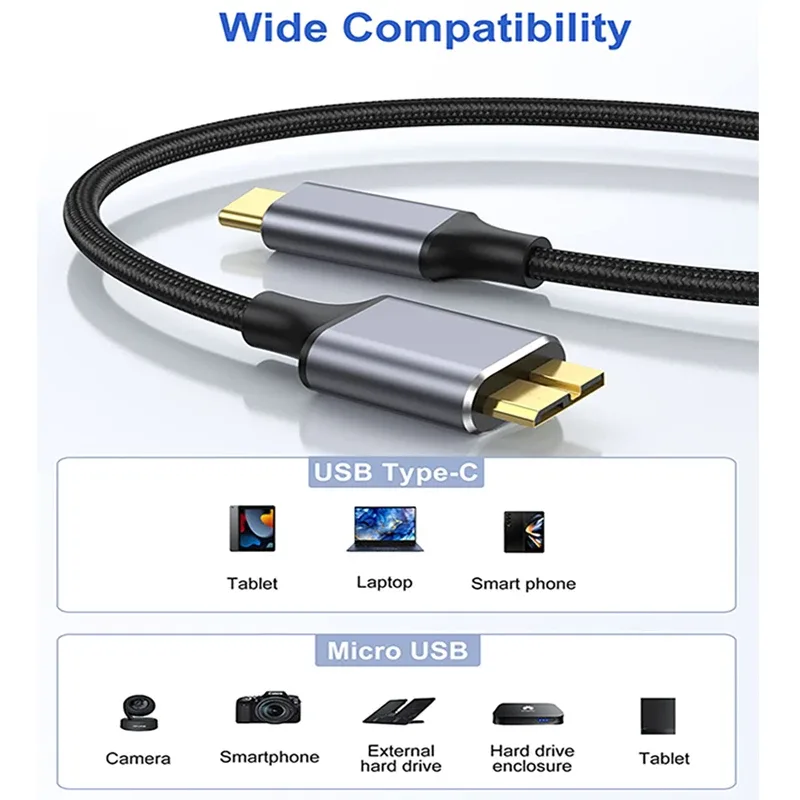 Câble USB-C vers Micro-USB 3.0 (Micro-B) - Transfert de données 5 Gbps - Image 5