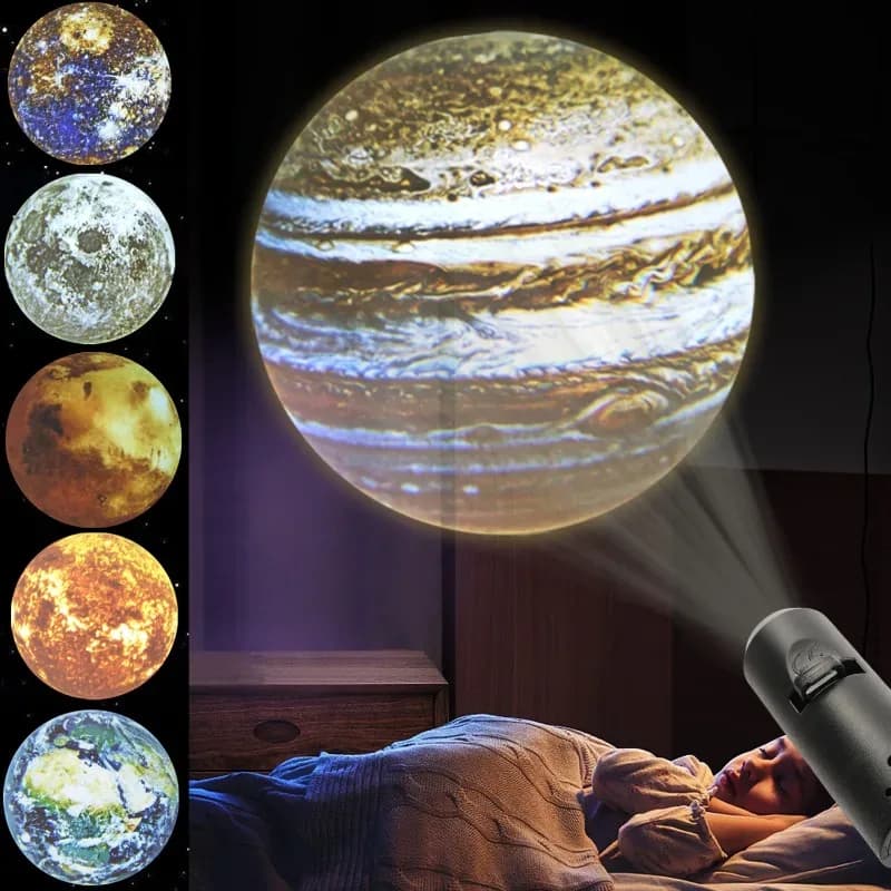 Projecteur de Galaxie et Veilleuse Ciel Étoilé à 6 Motifs (Lune et Terre)