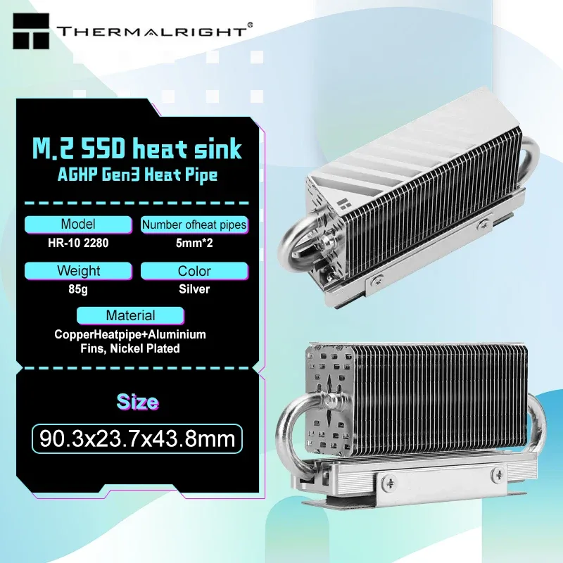 Thermalright HR-10 2280 - Dissipateur Thermique pour SSD M.2 avec Caloduc AGHP et Pad Thermique en Silicone - Image 1
