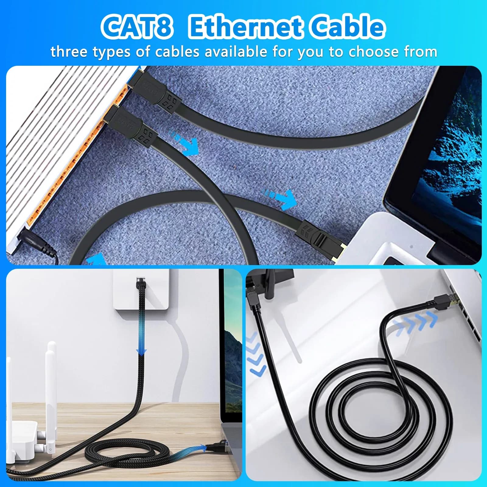 Câble Ethernet Cat 8 Haute Vitesse, 40 Gbit/s, 2000 MHz, RJ45 slide 5
